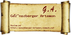 Günszberger Artemon névjegykártya